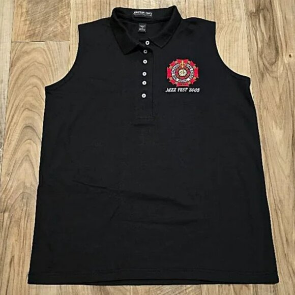 Nos Vtg 2005 NOLA Jazz Fest Fire Chief Sleeveless Polo Shirt Henley Top Womens M - Picture 1 of 7